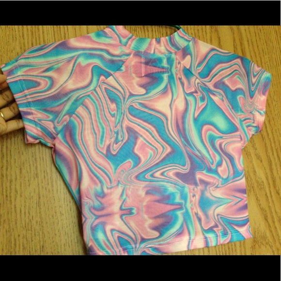 Rare UNIF Trippy Sheer Melt Plex Crop Top M/L - Picture 6 of 8